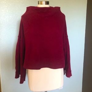FREE PEOPLE Magenta Women Long Sleeve Top
